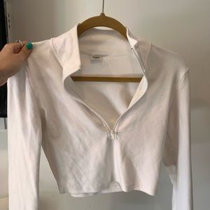 Aritzia Sunday Best White Crop Half Zip